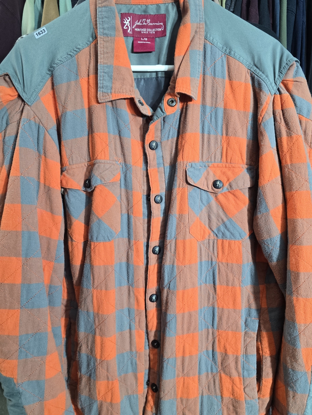 Browning Men's Elwood, Orange & Gray Plaid Men's Jacket